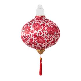 12inch Red Cotton Flower Chinese Cloth Lantern Decorative Round Hanging Paper Lantern Festival Decoration