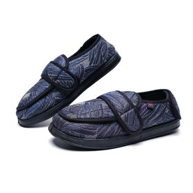 Women's Widened Adjustable Fat Wide And Swollen Hallux Valgus Cloth Shoes (Option: Blue Leaf Pattern-34)