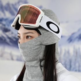 Velvet Windproof Ski Head Cover Protective Mask (Option: Light gray snowflakes62-S)