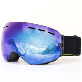 Coated Large Spherical Mirror, Windproof Cocaine Myopia Goggles, Ski Goggles HX18 Edge (Option: Blue film)