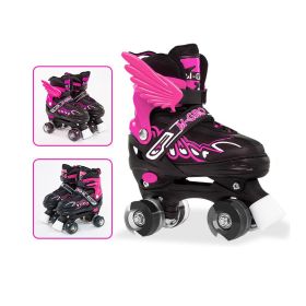 Children Adjustable Skates Roller Skates Boys Girls Kid's Roller  4-Wheels Outdoor Sports Skates (Option: Ink wheel-Pink-M)