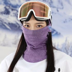 Velvet Windproof Ski Head Cover Protective Mask (Option: Purple Snow Flower93-S)