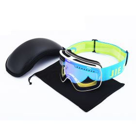 Double Italian Anti-fog Tablet Eye Protection Ski Glasses (Option: White blue-EVA box)