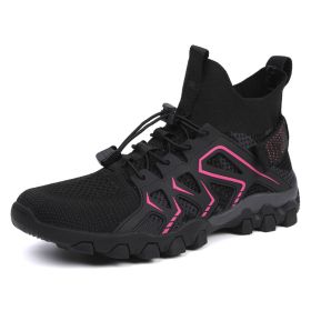 Men's And Women's Fashion Outdoor Hiking Shoes (Option: 9235Black Rose Red-35)