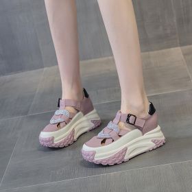 Women's Fashion Versatile Korean Style Thick Bottom Platform Casual Shoes (Option: Pink-33)