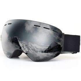 Coated Large Spherical Mirror, Windproof Cocaine Myopia Goggles, Ski Goggles HX18 Edge (Option: Black gray film)