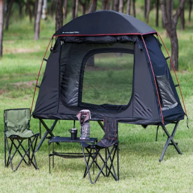 Outdoor Adventure With 1 Person Folding Pop Up Camping Cot Tent (Color: Dark blue, Type: Camping Tent)