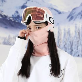 Velvet Windproof Ski Head Cover Protective Mask (Option: Skin pink10-S)