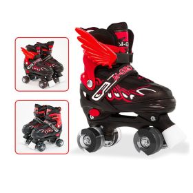 Children Adjustable Skates Roller Skates Boys Girls Kid's Roller  4-Wheels Outdoor Sports Skates (Option: Ink wheel-Red-L)