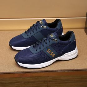 Men's Outdoor All-matching Fashion Leather Sneakers (Option: Dark Blue-41)